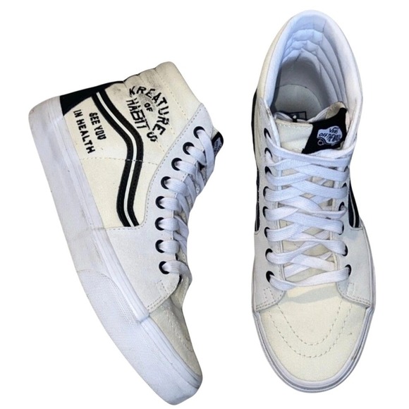 Vans Shoes - Vans Sk8-Hi Graphic Skate Shoes White Black Men 7 Women 8.5